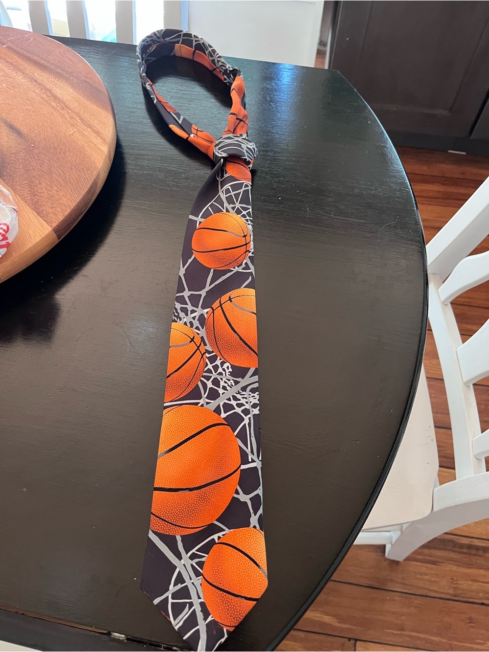 Ralph Marlin Basketball Print Tie in Orange and Black